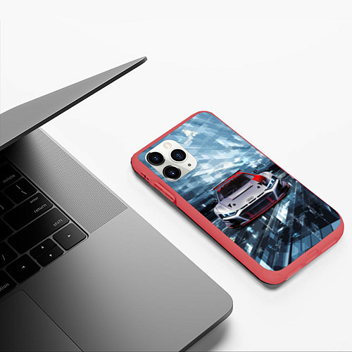 Чехол iPhone 11 Pro матовый Audi Motorsport Racing team / 3D-Красный – фото 3