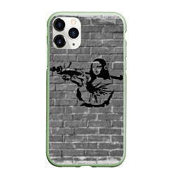 Чехол iPhone 11 Pro матовый Мона Лиза Бэнкси Banksy, цвет: 3D-салатовый