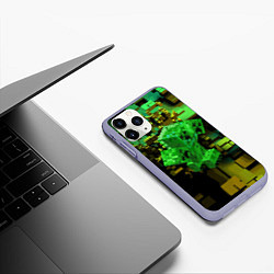 Чехол iPhone 11 Pro матовый Minecraft Creeper Mob, цвет: 3D-светло-сиреневый — фото 2