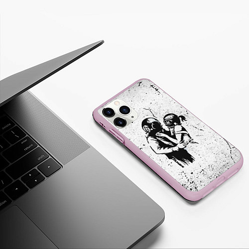 Чехол iPhone 11 Pro матовый BANKSY БЭНКСИ космос / 3D-Розовый – фото 3