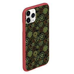 Чехол iPhone 11 Pro матовый Стимпанк механизмы шестеренки камуфляж, цвет: 3D-красный — фото 2