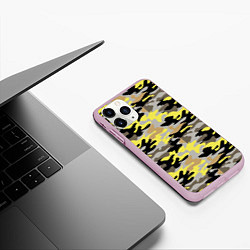 Чехол iPhone 11 Pro матовый Желтый, Черный, Серый, Модный камуфляж, цвет: 3D-розовый — фото 2