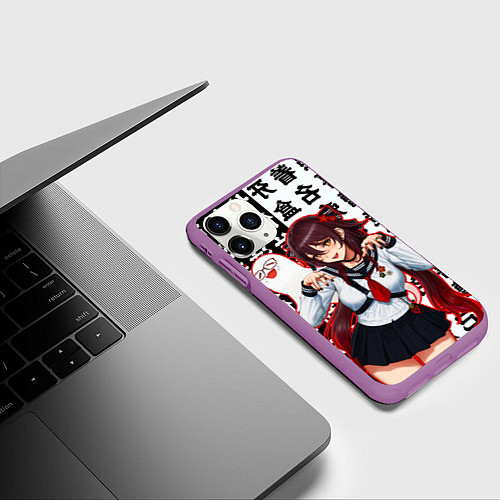 Чехол iPhone 11 Pro матовый Ху Тао модная Genshin Impact Геншин / 3D-Фиолетовый – фото 3