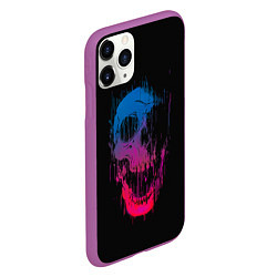 Чехол iPhone 11 Pro матовый Череп Неоновый градиент, цвет: 3D-фиолетовый — фото 2
