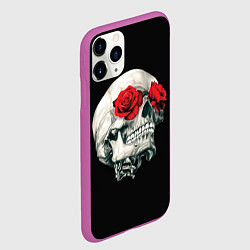 Чехол iPhone 11 Pro матовый Череп Розы, цвет: 3D-фиолетовый — фото 2