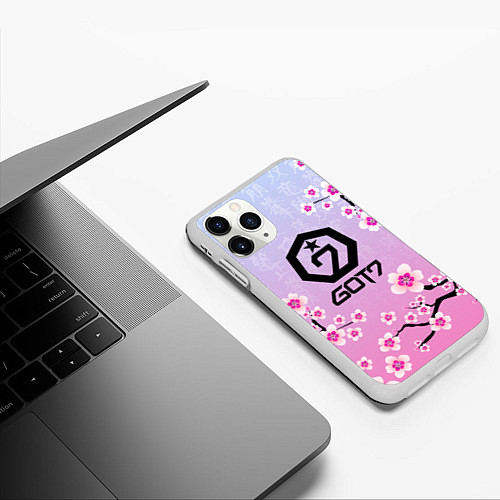 Чехол iPhone 11 Pro матовый GOT7 ЦВЕТЫ САКУРЫ / 3D-Белый – фото 3