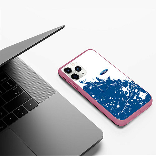 Чехол iPhone 11 Pro матовый Ford форд / 3D-Малиновый – фото 3