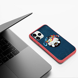 Чехол iPhone 11 Pro матовый Cuphead, Mugman and devil, цвет: 3D-красный — фото 2