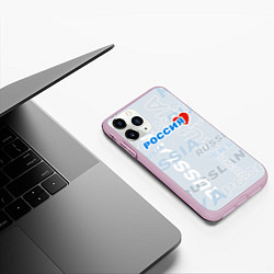Чехол iPhone 11 Pro матовый Россия - на разных языках мира, цвет: 3D-розовый — фото 2