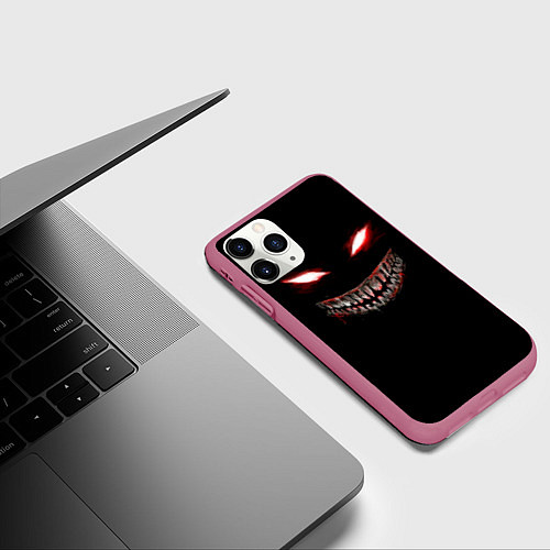 Чехол iPhone 11 Pro матовый Красноглазый демон Dead Inside / 3D-Малиновый – фото 3