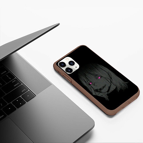 Чехол iPhone 11 Pro матовый Девушка с неоновыми глазами / 3D-Коричневый – фото 3