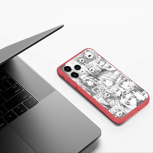 Чехол iPhone 11 Pro матовый Волчица и пряности pattern / 3D-Красный – фото 3