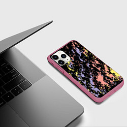 Чехол iPhone 11 Pro матовый Цветная абстракция брызгами, цвет: 3D-малиновый — фото 2