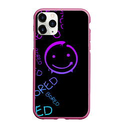 Чехол iPhone 11 Pro матовый Neon Bored Half pattern, цвет: 3D-малиновый