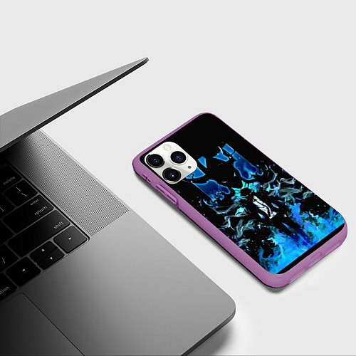 Чехол iPhone 11 Pro матовый Поднятие уровня в одиночку Со Джинву / 3D-Фиолетовый – фото 3