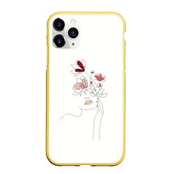 Чехол iPhone 11 Pro матовый Девушка и цветы Artline, цвет: 3D-желтый