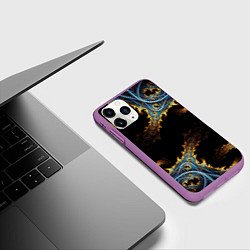 Чехол iPhone 11 Pro матовый Огненные фракталы 3d, цвет: 3D-фиолетовый — фото 2