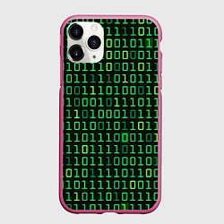 Чехол iPhone 11 Pro матовый Двоичный Код Binary Code, цвет: 3D-малиновый