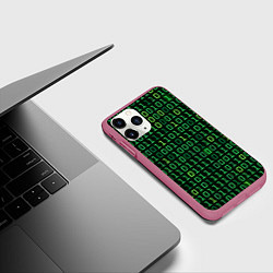 Чехол iPhone 11 Pro матовый Двоичный Код Binary Code, цвет: 3D-малиновый — фото 2