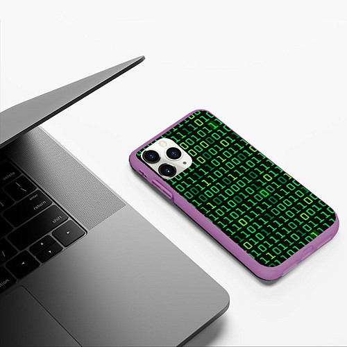 Чехол iPhone 11 Pro матовый Двоичный Код Binary Code / 3D-Фиолетовый – фото 3