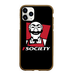 Чехол iPhone 11 Pro матовый FSOCIETY HACKING, цвет: 3D-коричневый