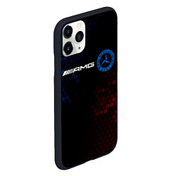 Чехол iPhone 11 Pro матовый МЕРСЕДЕС AMG - Соты, цвет: 3D-черный — фото 2