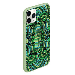 Чехол iPhone 11 Pro матовый Абстракция Калейдоскоп Зеленый, голубой и черный ц, цвет: 3D-салатовый — фото 2