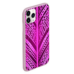 Чехол iPhone 11 Pro матовый Неоновая абстракция Розовый светящийся узор на тем, цвет: 3D-розовый — фото 2