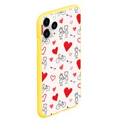 Чехол iPhone 11 Pro матовый Романтические сердечки, цвет: 3D-желтый — фото 2