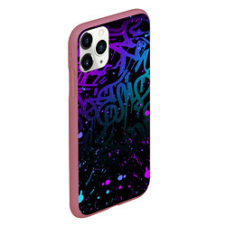 Чехол iPhone 11 Pro матовый НЕОНОВОЕ ГРАФФИТИ НЕОНОВЫЕ БРЫЗГИ, цвет: 3D-малиновый — фото 2