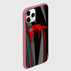 Чехол iPhone 11 Pro матовый Прикольный красный кот, цвет: 3D-малиновый — фото 2