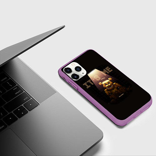 Чехол iPhone 11 Pro матовый Five Nights at Freddys - мишка Фредди / 3D-Фиолетовый – фото 3