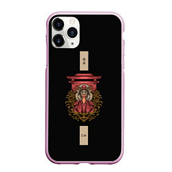Чехол iPhone 11 Pro матовый Демон Они Иероглифы, цвет: 3D-розовый