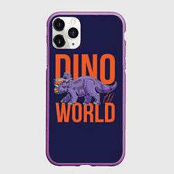 Чехол iPhone 11 Pro матовый Dino World, цвет: 3D-фиолетовый