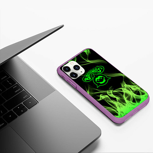 Чехол iPhone 11 Pro матовый Battletoads боевые жабы огонь / 3D-Фиолетовый – фото 3