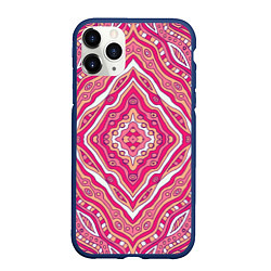 Чехол iPhone 11 Pro матовый Абстракция Узор розового цвета, цвет: 3D-тёмно-синий