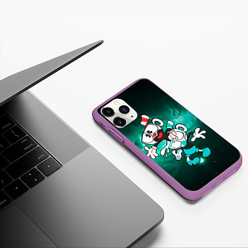 Чехол iPhone 11 Pro матовый Чашечки Cuphead Show / 3D-Фиолетовый – фото 3