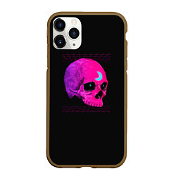Чехол iPhone 11 Pro матовый Неоновый череп с огоньками, цвет: 3D-коричневый