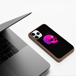 Чехол iPhone 11 Pro матовый Неоновый череп с огоньками, цвет: 3D-коричневый — фото 2
