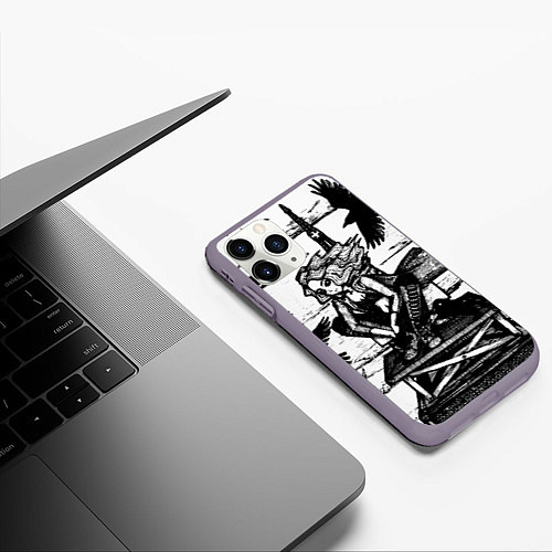 Чехол iPhone 11 Pro матовый Raven 2 / 3D-Серый – фото 3
