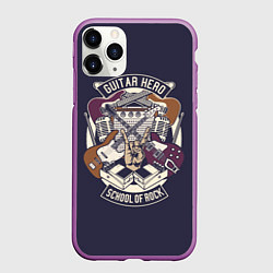 Чехол iPhone 11 Pro матовый Гитарист Рок Музыкант, цвет: 3D-фиолетовый