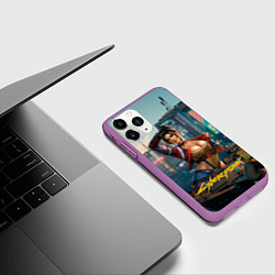 Чехол iPhone 11 Pro матовый Panam Cyberpunk2077 18, цвет: 3D-фиолетовый — фото 2
