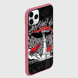 Чехол iPhone 11 Pro матовый Мухоморы и томатный узкорот, цвет: 3D-малиновый — фото 2