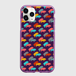 Чехол iPhone 11 Pro матовый Свиньи 18, цвет: 3D-фиолетовый