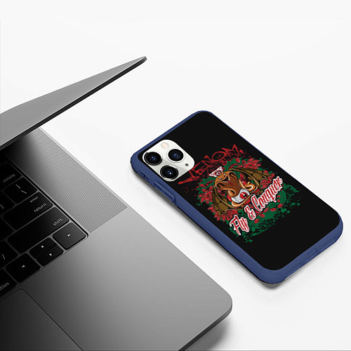 Чехол iPhone 11 Pro матовый Ядовитая Змея VENOM / 3D-Тёмно-синий – фото 3