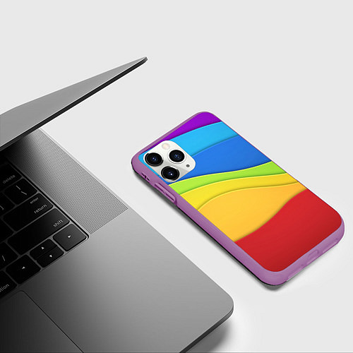 Чехол iPhone 11 Pro матовый Fashion pattern 2022 Wave / 3D-Фиолетовый – фото 3