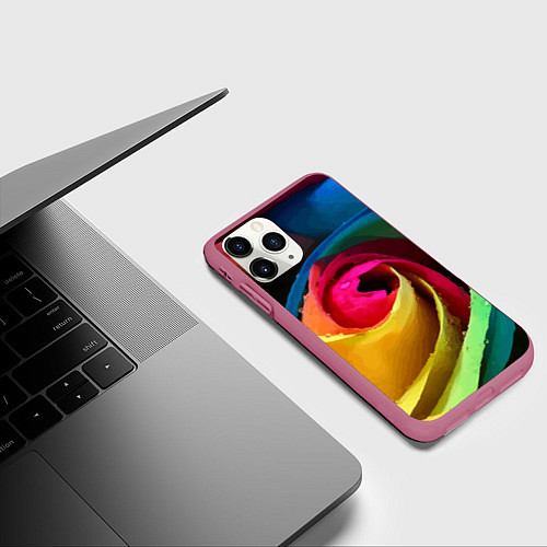Чехол iPhone 11 Pro матовый Роза fashion 2022 / 3D-Малиновый – фото 3