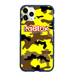 Чехол iPhone 11 Pro матовый Roblox Камуфляж Жёлто-Коричневый, цвет: 3D-тёмно-синий