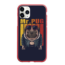 Чехол iPhone 11 Pro матовый Мистер Мопс, цвет: 3D-красный
