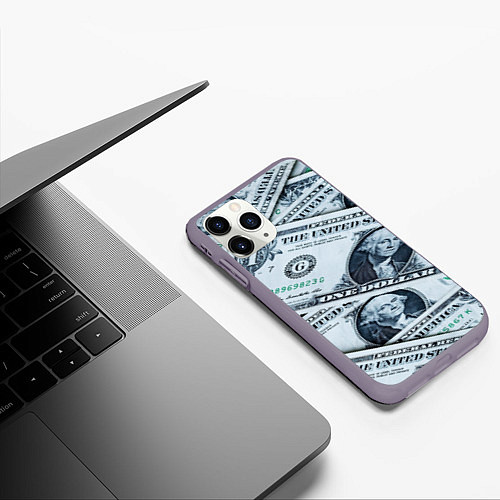 Чехол iPhone 11 Pro матовый Доллары с Вашингтоном / 3D-Серый – фото 3